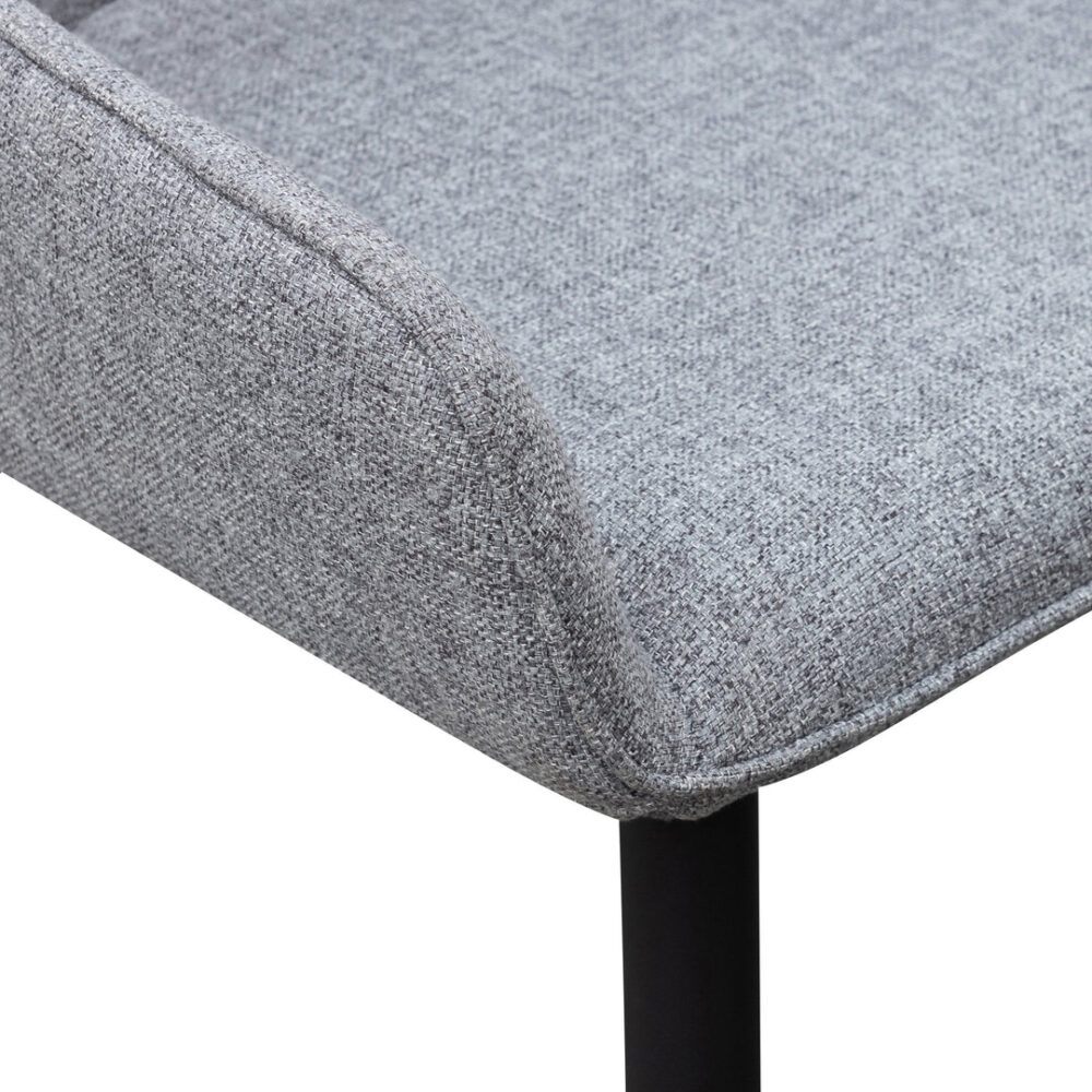 Set of 2 - Acosta Fabric Dining Chair - Pebble Grey in Black Legs - Image 10