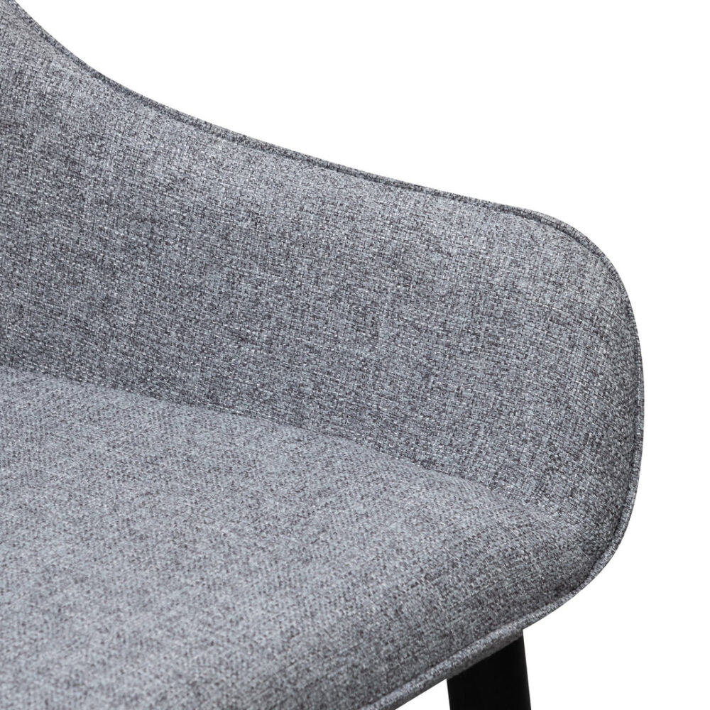 Set of 2 - Acosta Fabric Dining Chair - Pebble Grey in Black Legs - Image 11