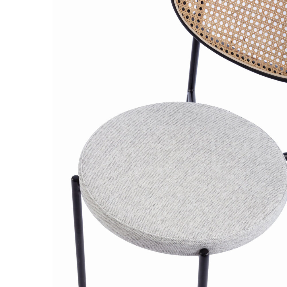 Lesley Rattan Back Dining Chair - Silver Grey Fabric - Image 7