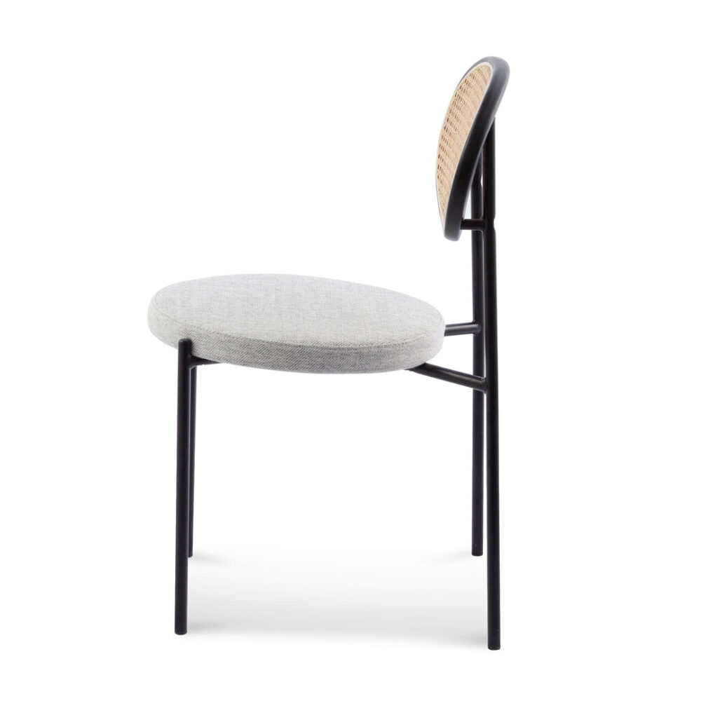 Lesley Rattan Back Dining Chair - Silver Grey Fabric - Image 2