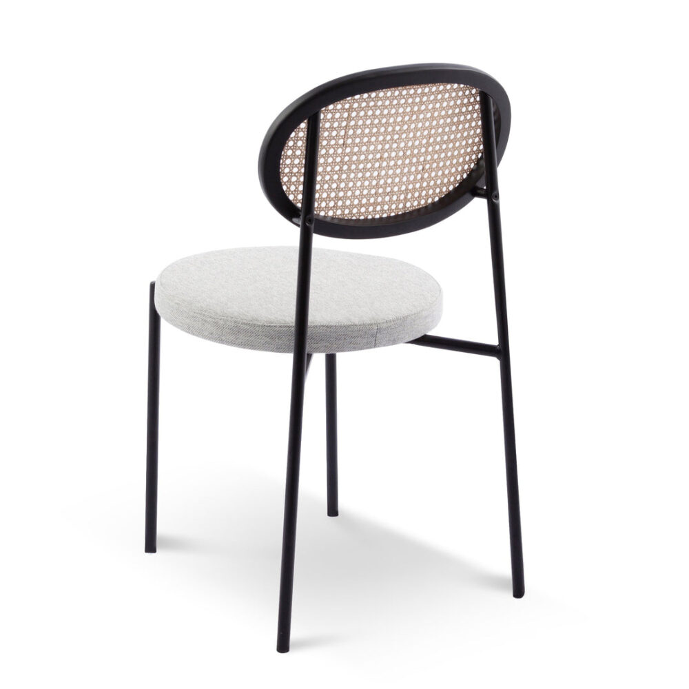 Lesley Rattan Back Dining Chair - Silver Grey Fabric - Image 3