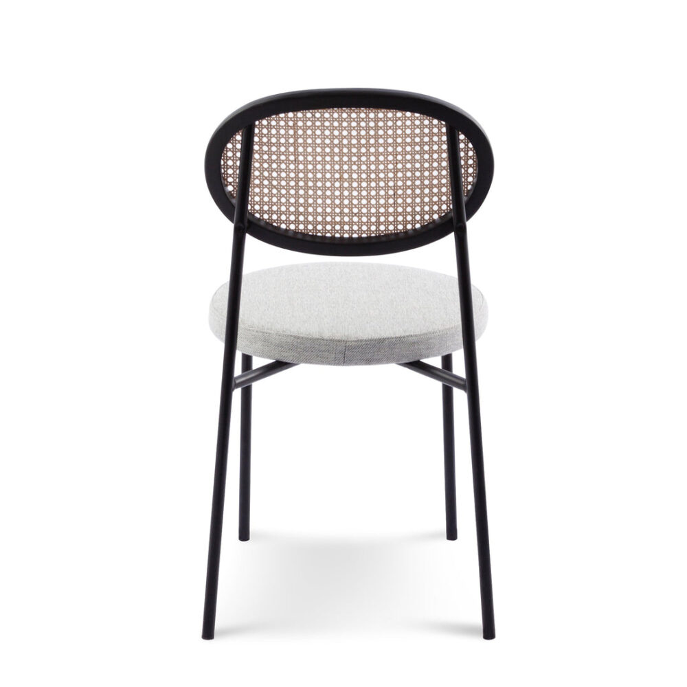 Lesley Rattan Back Dining Chair - Silver Grey Fabric - Image 4
