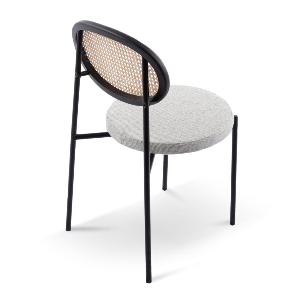 Lesley Rattan Back Dining Chair - Silver Grey Fabric - Image 5