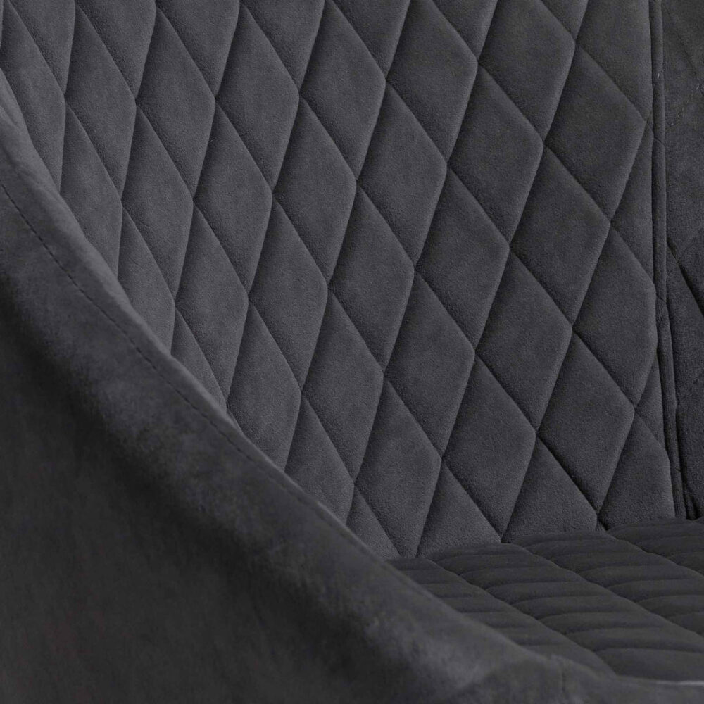 Set of 2 - Rolf Dining Chair - Grey Velvet in Black Legs - Image 9