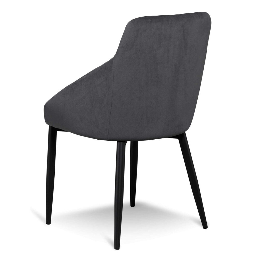 Set of 2 - Rolf Dining Chair - Grey Velvet in Black Legs - Image 5
