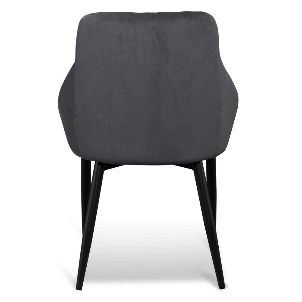 Set of 2 - Rolf Dining Chair - Grey Velvet in Black Legs - Image 6