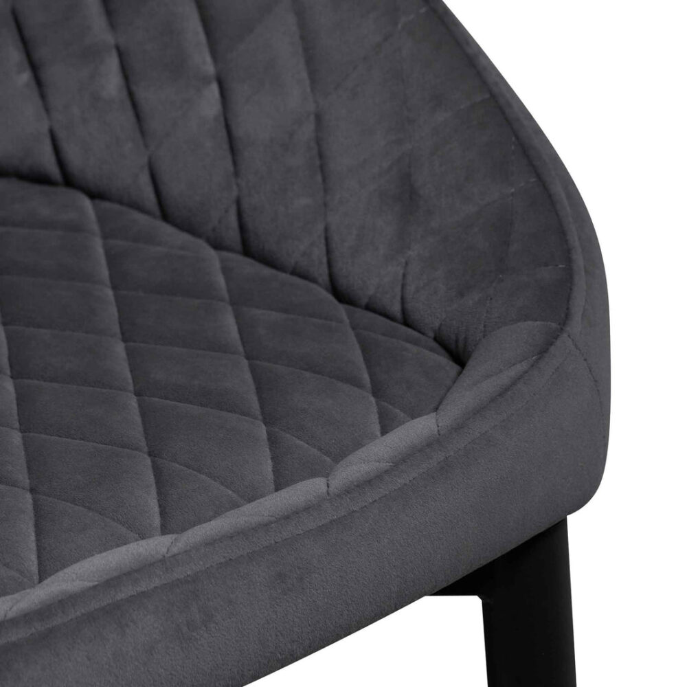 Set of 2 - Rolf Dining Chair - Grey Velvet in Black Legs - Image 11