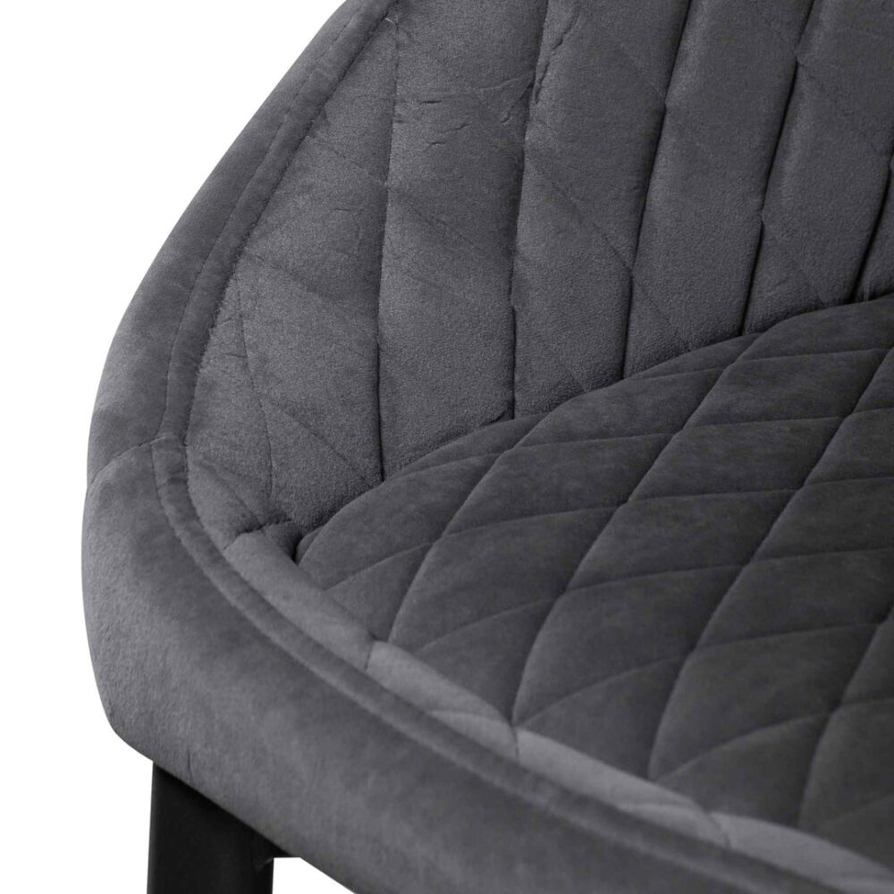 Set of 2 - Rolf Dining Chair - Grey Velvet in Black Legs - Image 12