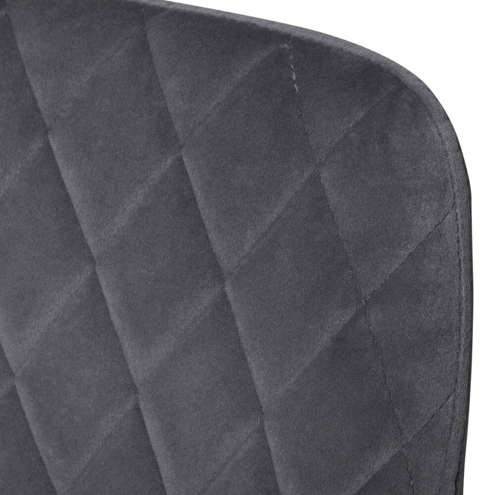 Set of 2 - Rolf Dining Chair - Grey Velvet in Black Legs - Image 8
