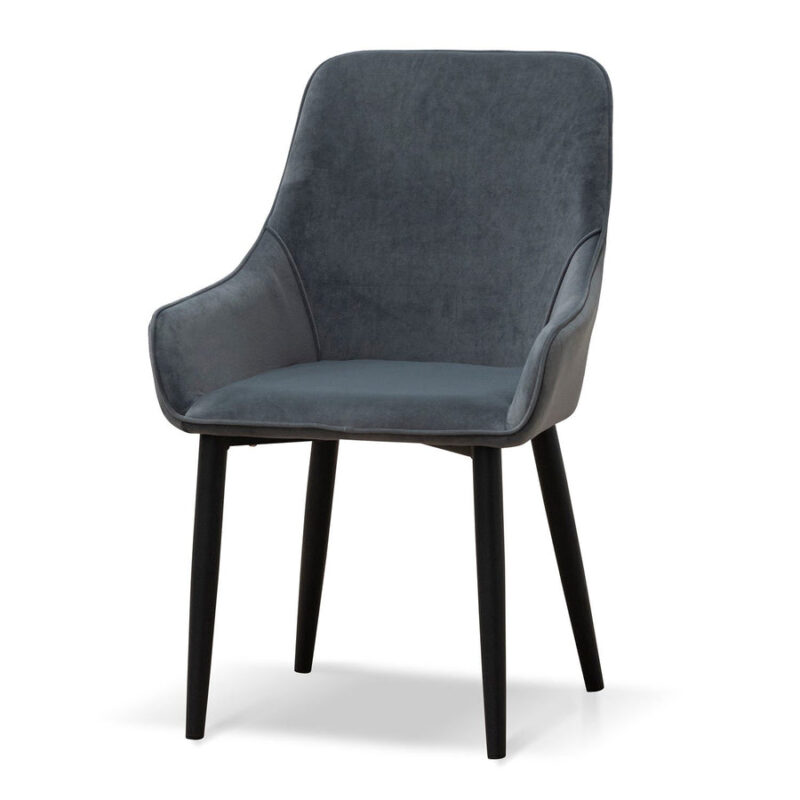 Acosta Dining Chair - Grey Velvet in Black Legs