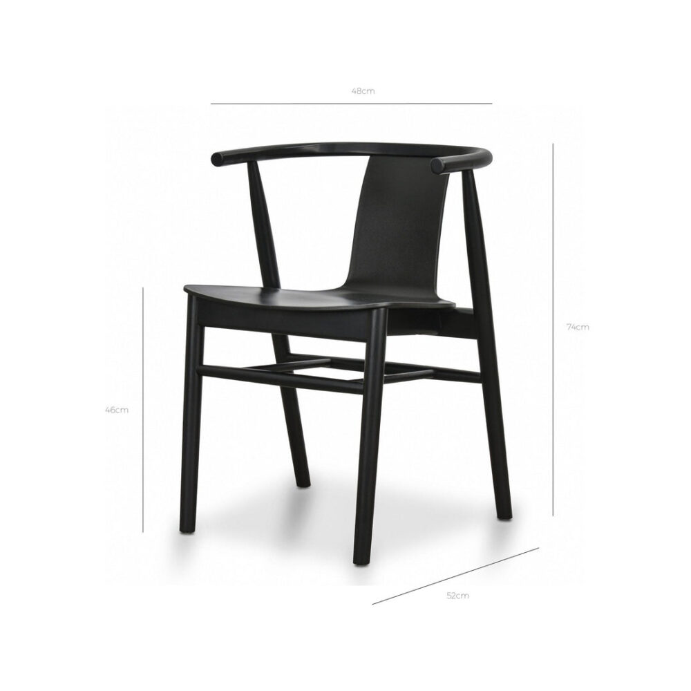Set of 2 - Dean Wooden Dining Chair - Full Black - Image 7