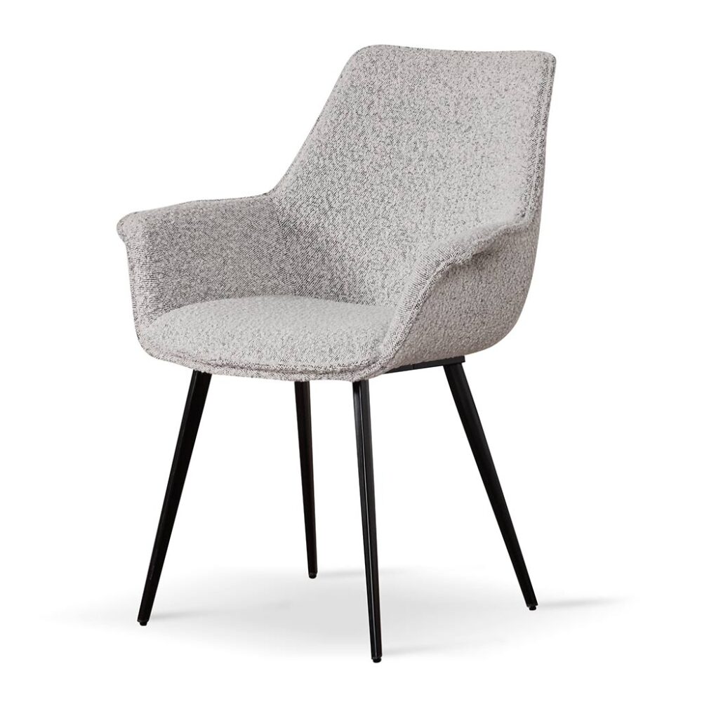 Set of 2 - Nola Fabric Dining Chair - Pepper Boucle - Image 2