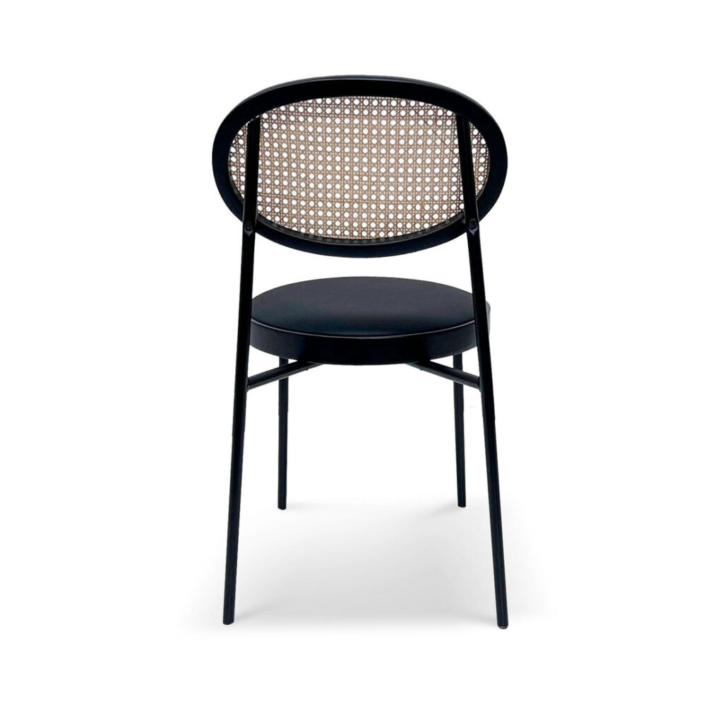 Lesley Natural Rattan Dining Chair - Black with Brass Cap - Image 5
