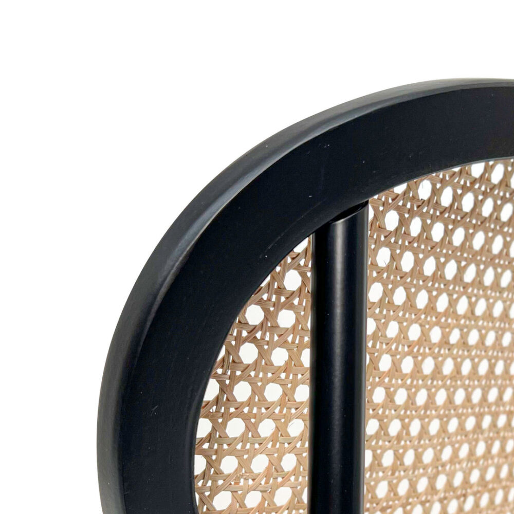 Lesley Natural Rattan Dining Chair - Black with Brass Cap - Image 7
