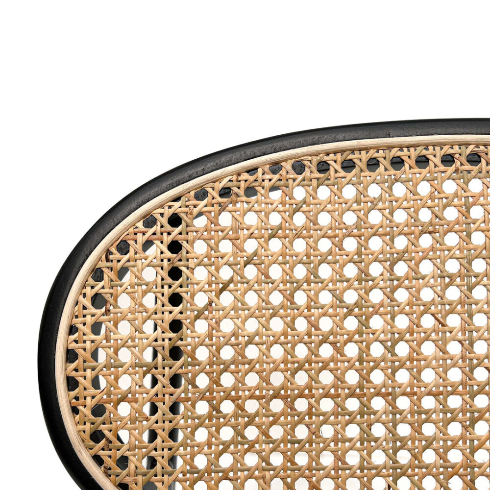 Lesley Natural Rattan Dining Chair - Black with Brass Cap - Image 6