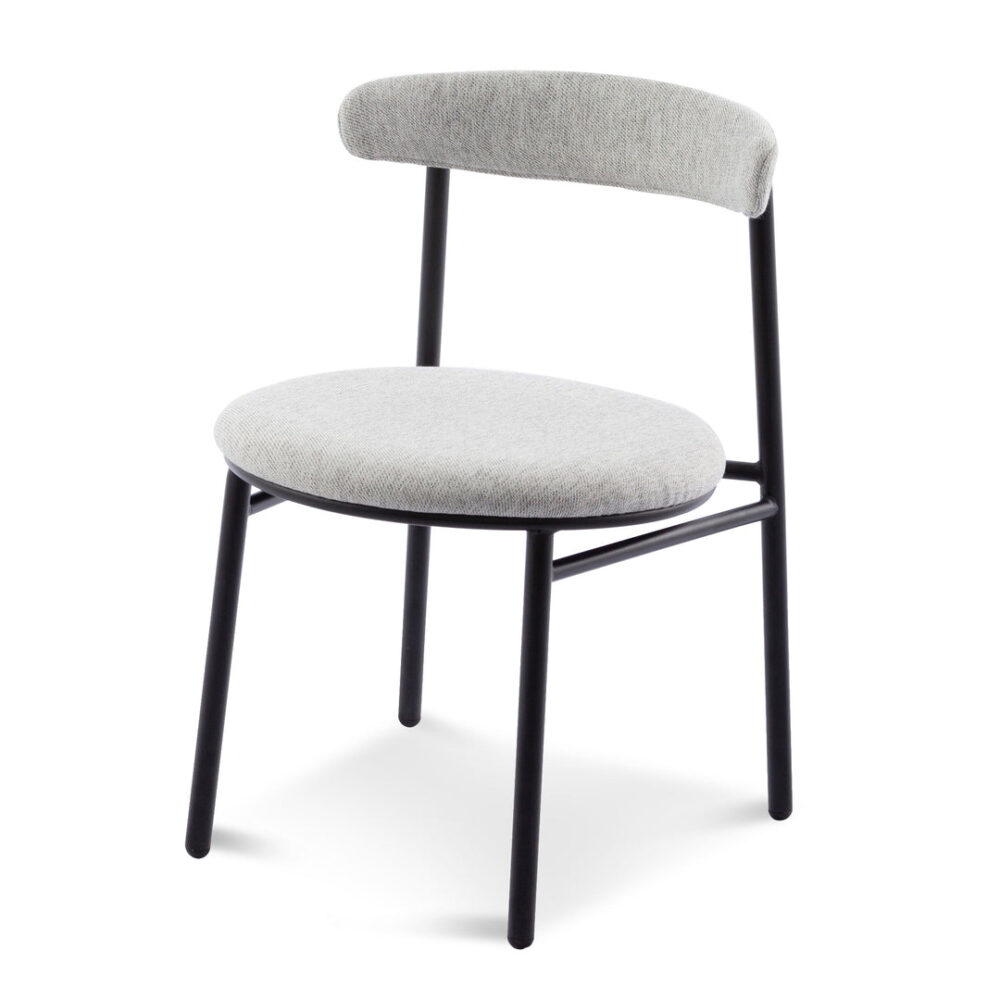 Set of 2 - Oneal Fabric Dining Chair - Silver Grey with Black Legs - Image 2