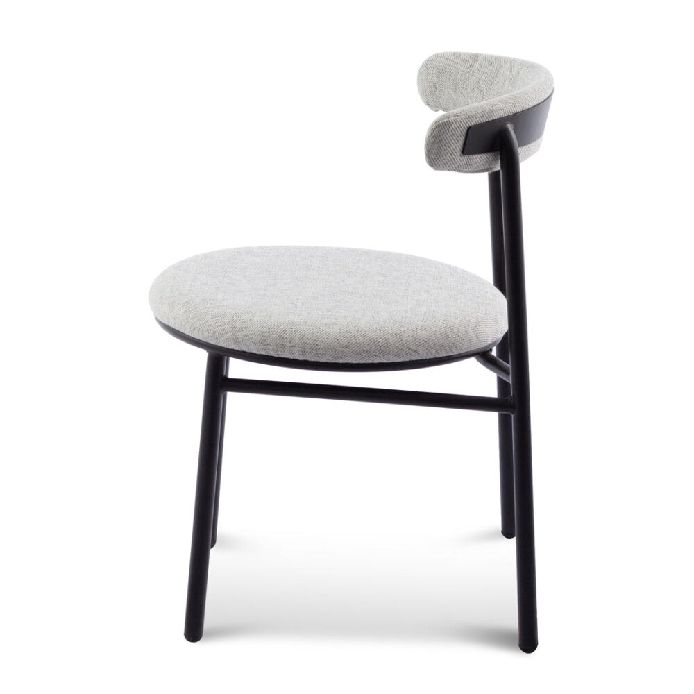 Set of 2 - Oneal Fabric Dining Chair - Silver Grey with Black Legs - Image 4