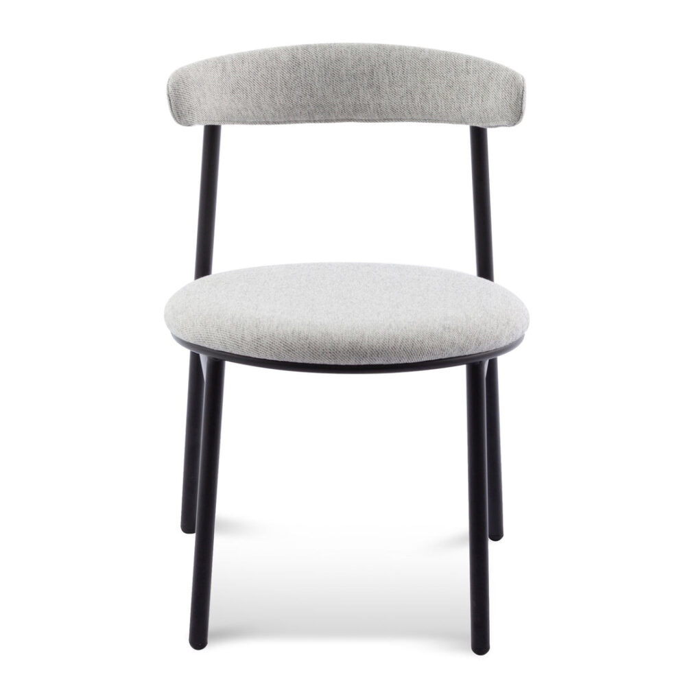 Set of 2 - Oneal Fabric Dining Chair - Silver Grey with Black Legs - Image 8