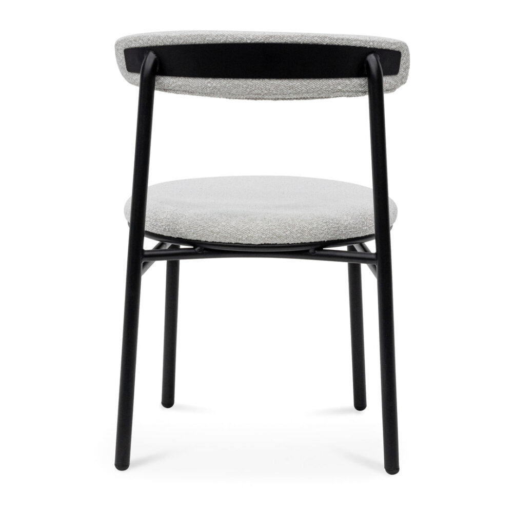 Set of 2 - Oneal Fabric Dining Chair - Moon White Boucle and Black Legs - Image 5