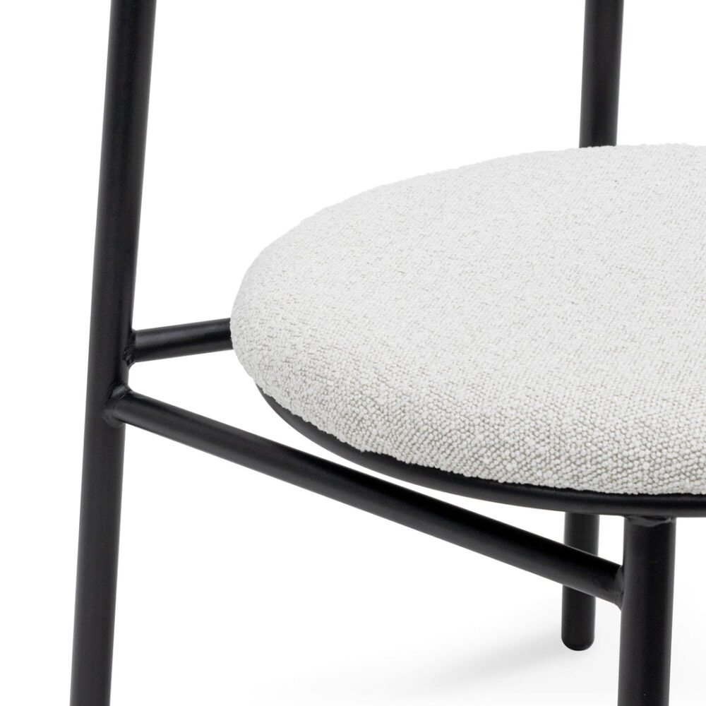 Set of 2 - Oneal Fabric Dining Chair - Moon White Boucle and Black Legs - Image 6