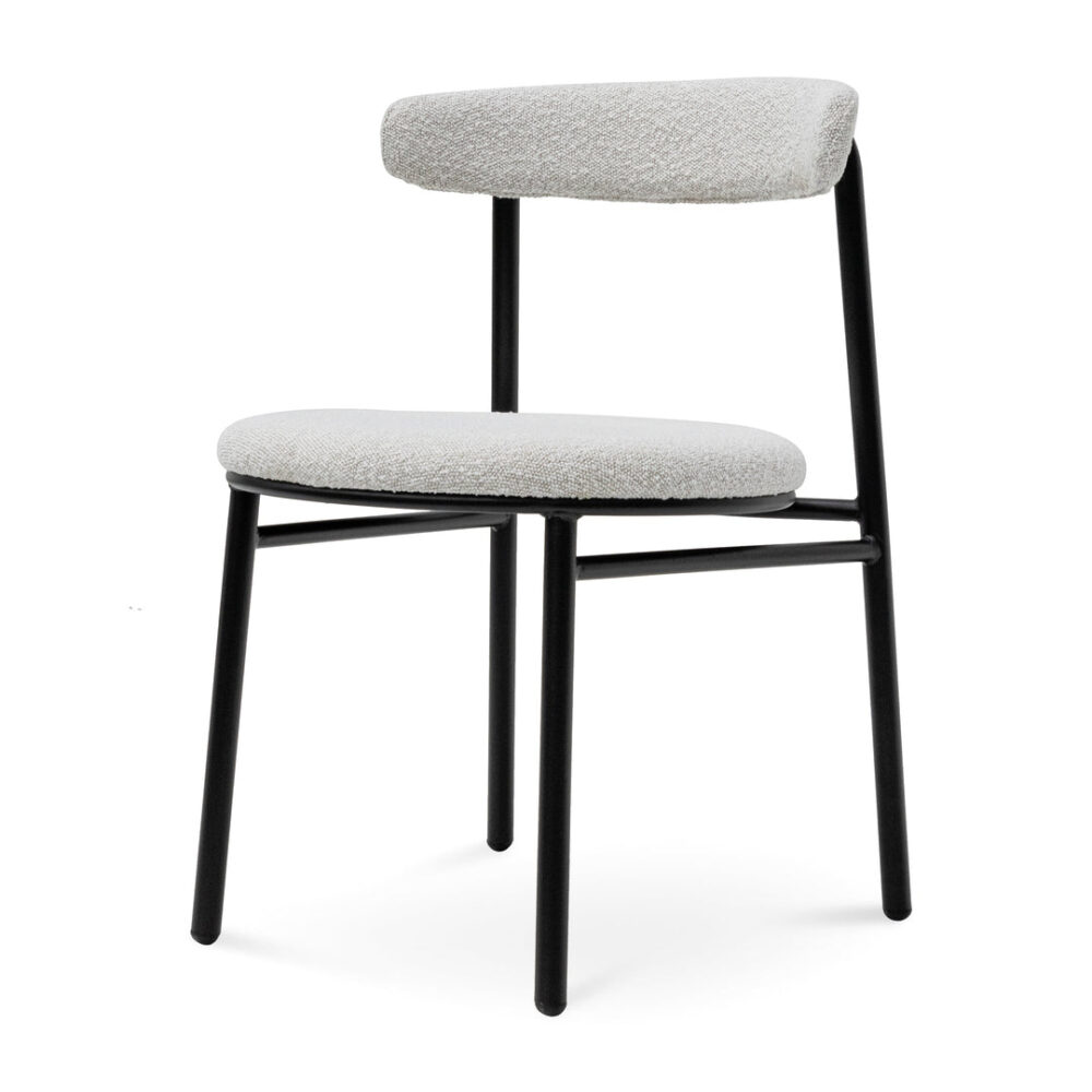 Set of 2 - Oneal Fabric Dining Chair - Moon White Boucle and Black Legs - Image 4
