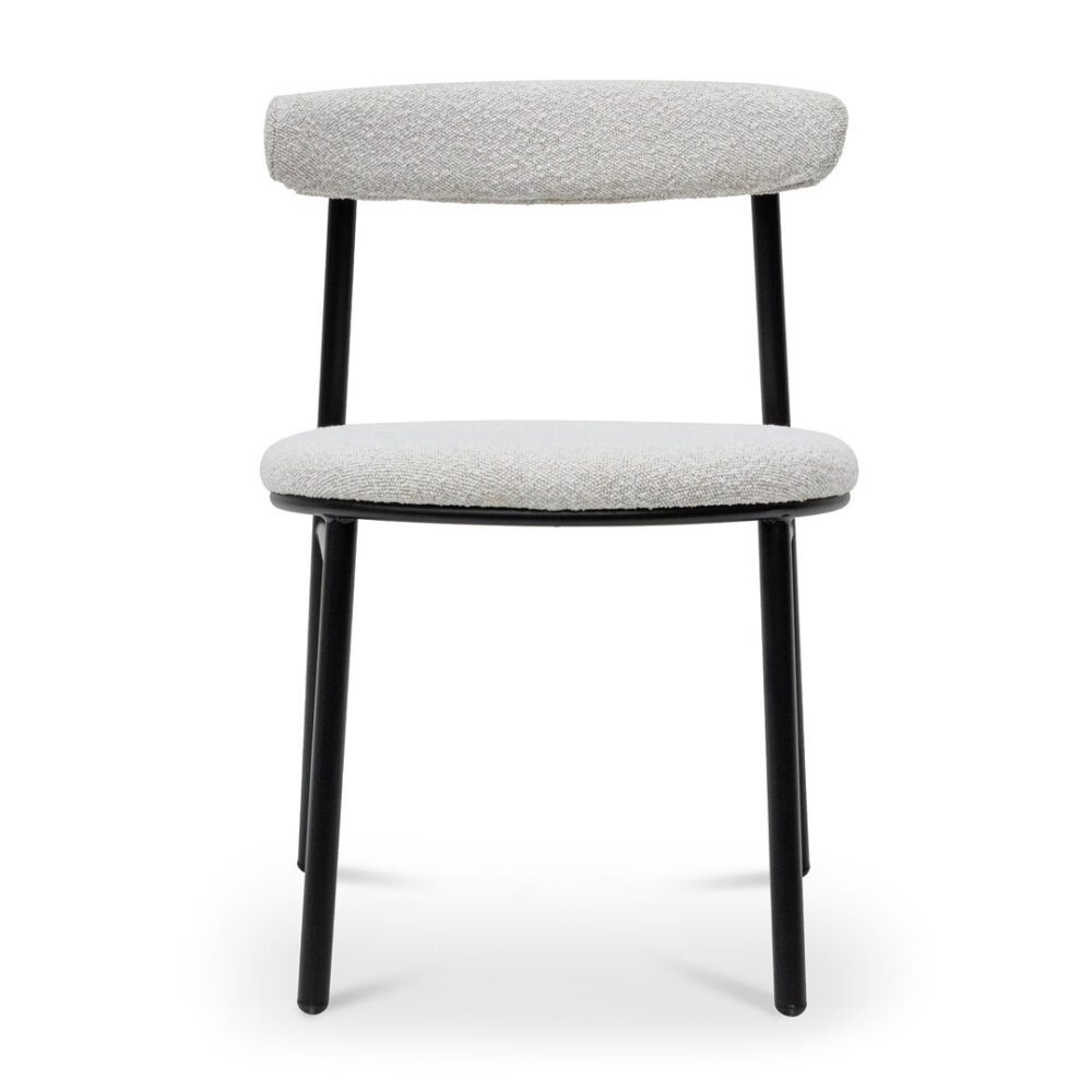 Set of 2 - Oneal Fabric Dining Chair - Moon White Boucle and Black Legs - Image 3