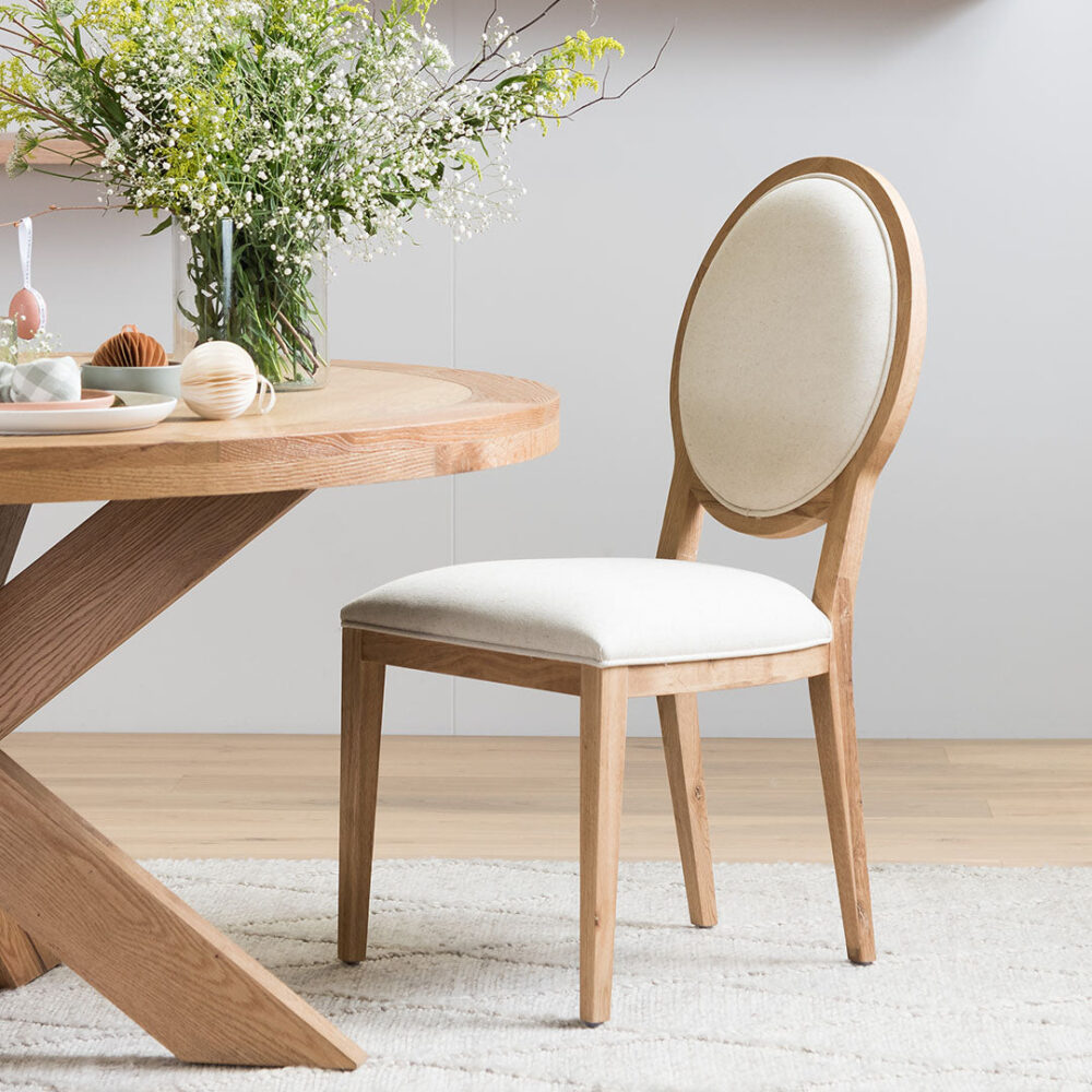 Set of 2 - Lula Light Beige Fabric Dining Chair - Natural Frame - Image 4
