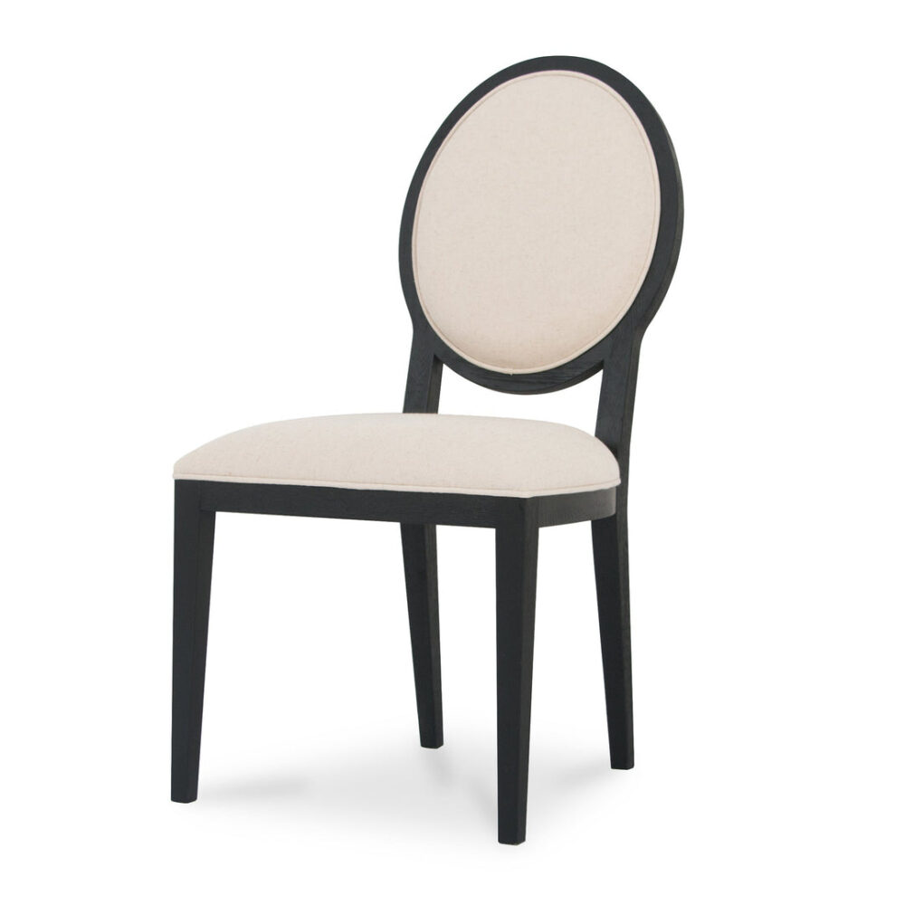 Set of 2 - Lula Light Beige Fabric Dining Chair - Black Frame - Image 2