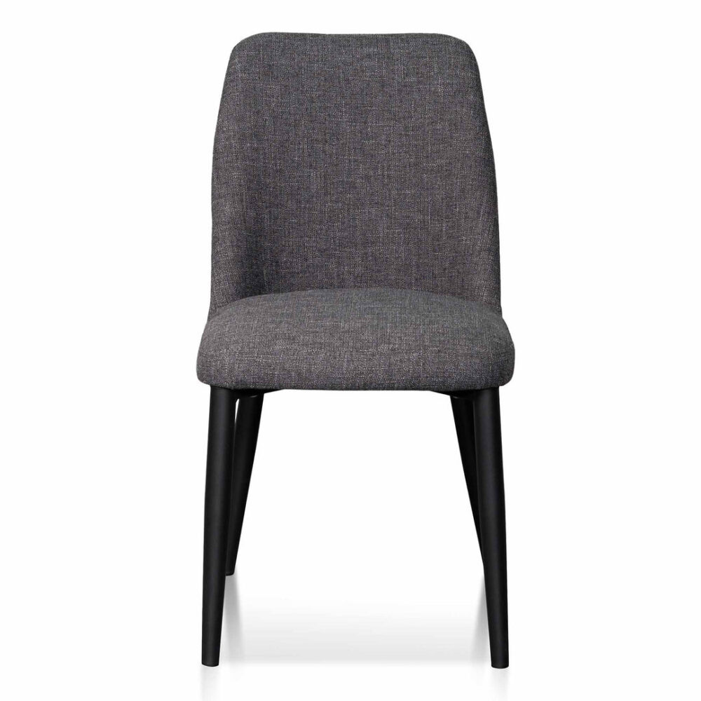 Set of 2 - Emmitt Fabric Dining Chair - Dark Grey in Black Legs - Image 2