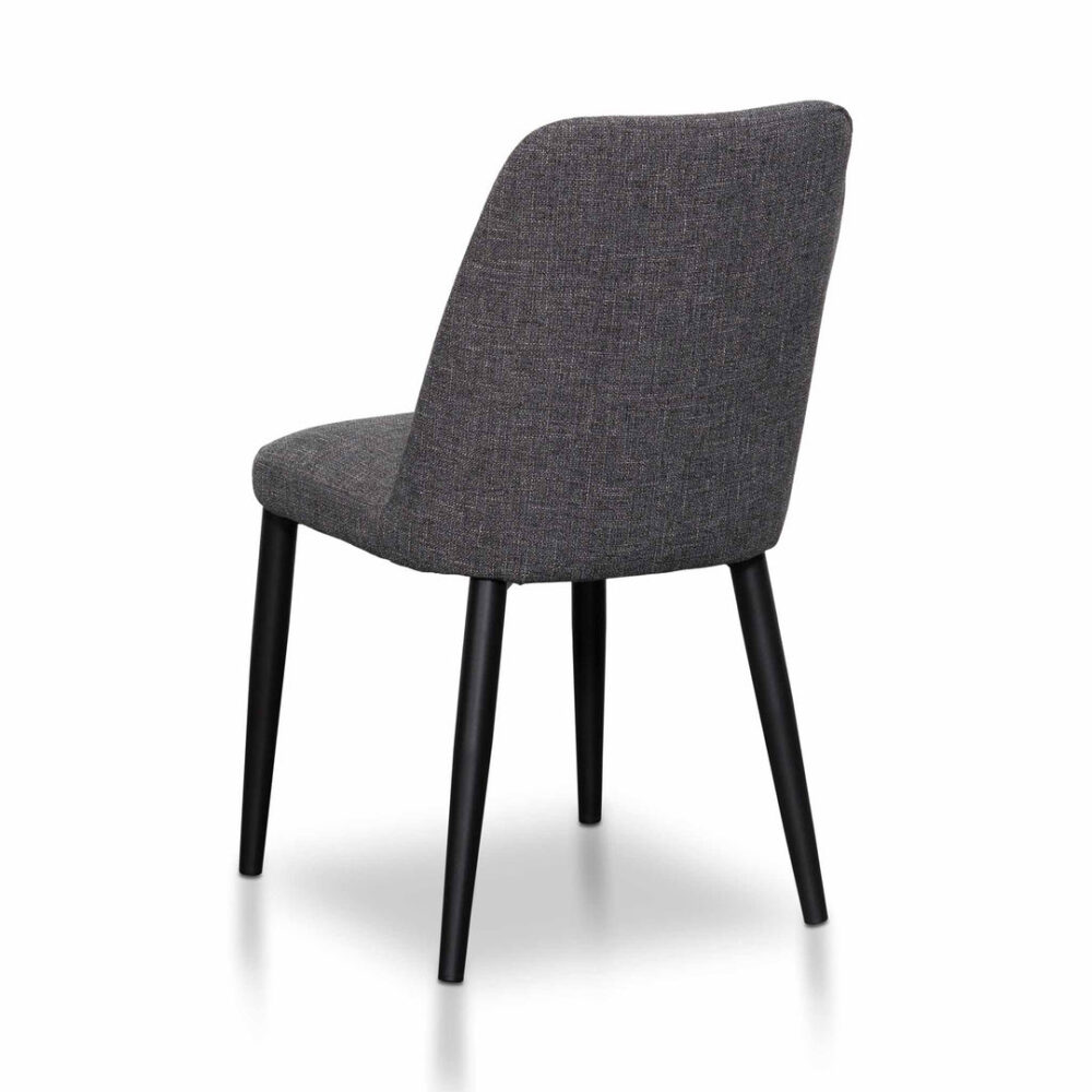 Set of 2 - Emmitt Fabric Dining Chair - Dark Grey in Black Legs - Image 4