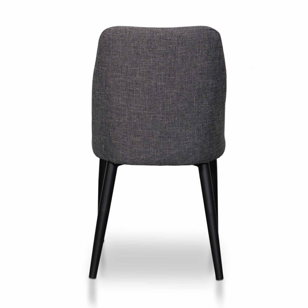 Set of 2 - Emmitt Fabric Dining Chair - Dark Grey in Black Legs - Image 5