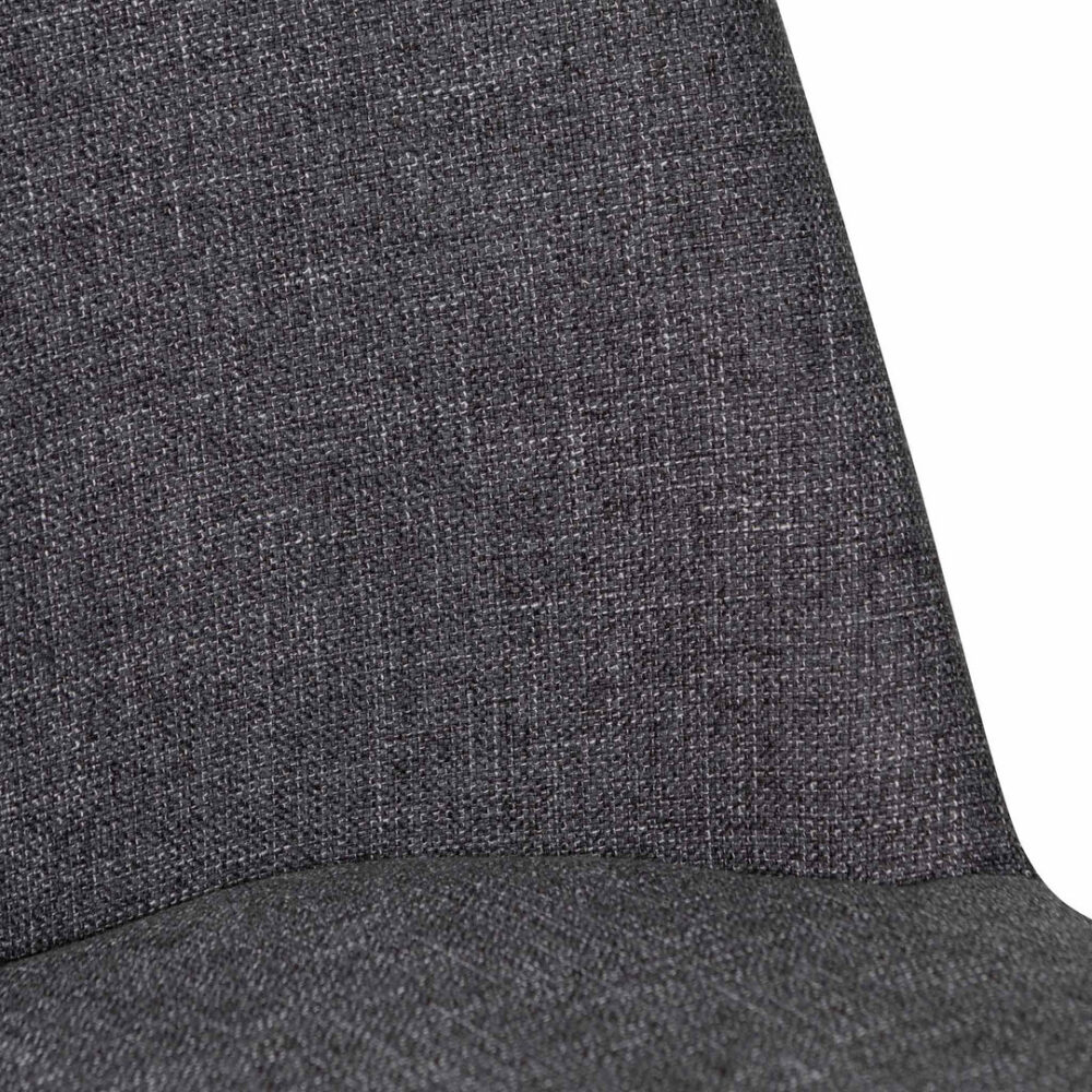 Set of 2 - Emmitt Fabric Dining Chair - Dark Grey in Black Legs - Image 8