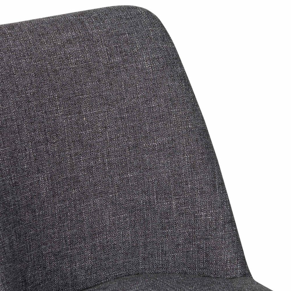 Set of 2 - Emmitt Fabric Dining Chair - Dark Grey in Black Legs - Image 6