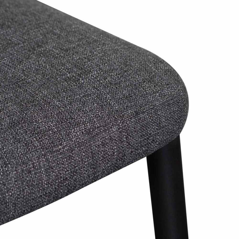 Set of 2 - Emmitt Fabric Dining Chair - Dark Grey in Black Legs - Image 9