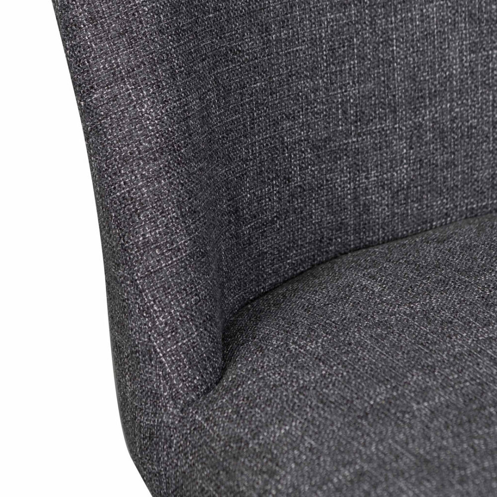Set of 2 - Emmitt Fabric Dining Chair - Dark Grey in Black Legs - Image 7