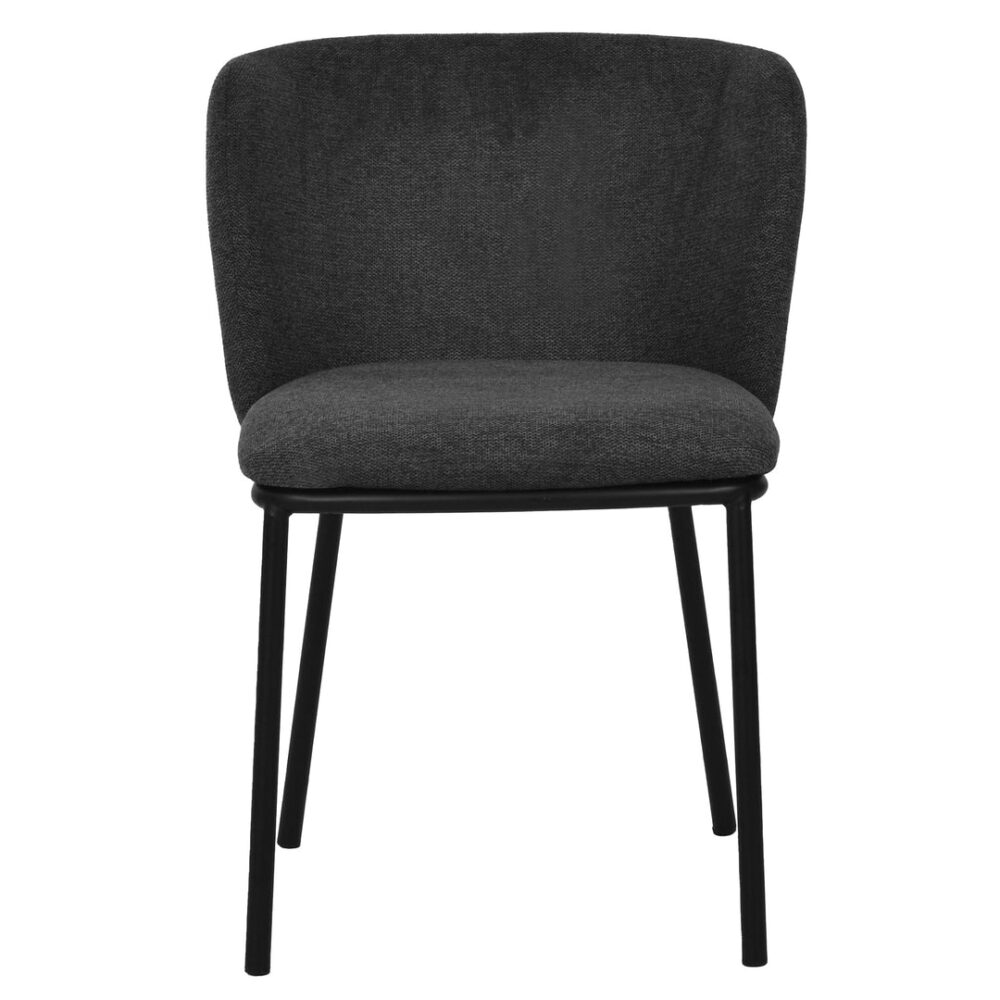 Set of 2 - Flossie Fabric Dining Chair - Charcoal Grey - Image 3
