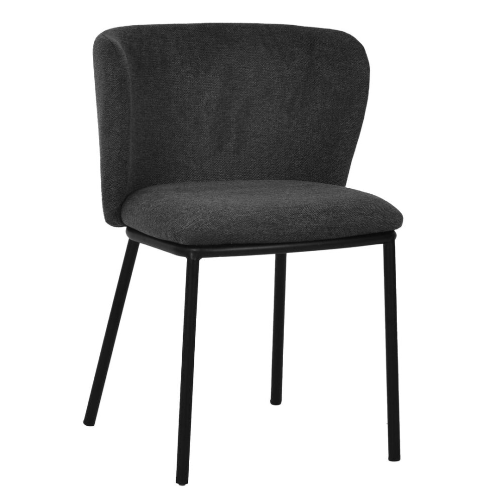 Set of 2 - Flossie Fabric Dining Chair - Charcoal Grey - Image 2