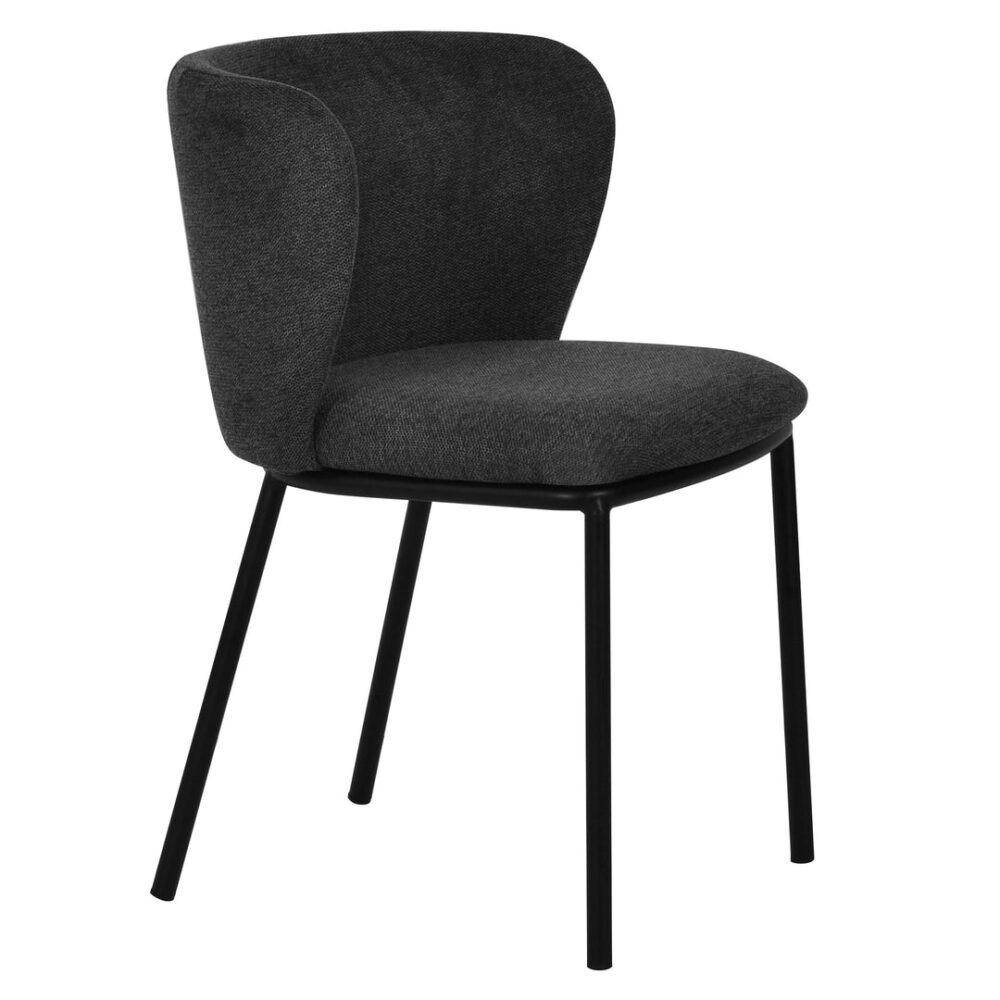 Set of 2 - Flossie Fabric Dining Chair - Charcoal Grey - Image 4