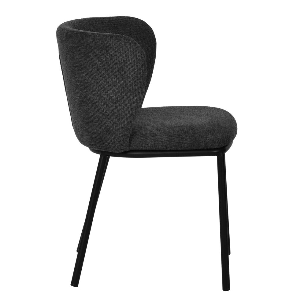 Set of 2 - Flossie Fabric Dining Chair - Charcoal Grey - Image 5