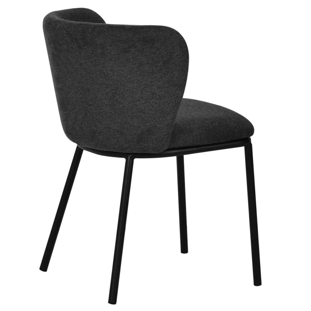 Set of 2 - Flossie Fabric Dining Chair - Charcoal Grey - Image 6