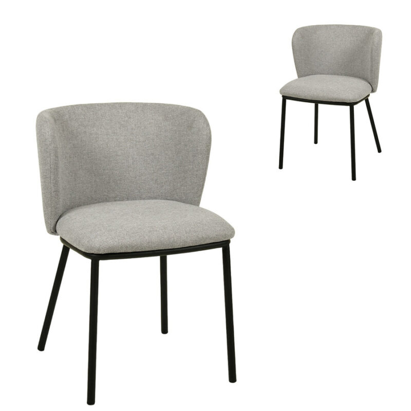 Set of 2 - Flossie Fabric Dining Chair - Coastal Light Grey