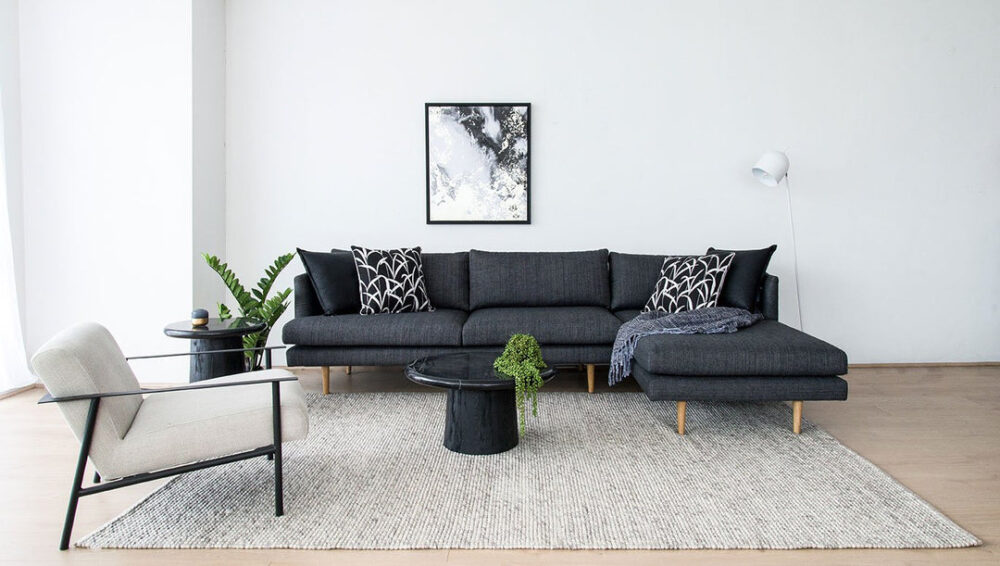 Denmark 3 Seater Fabric Sofa With Right Chaise - Metal Grey - Image 2