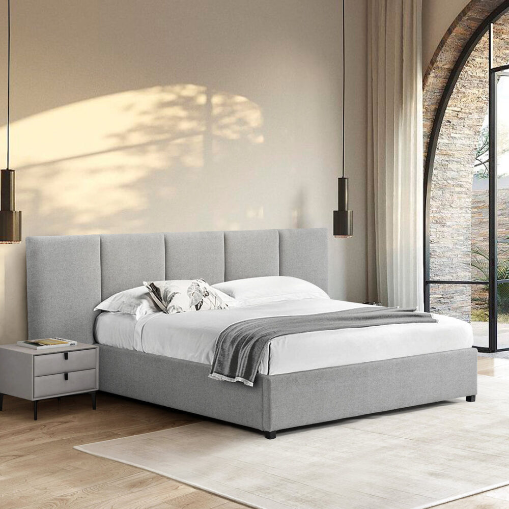 Amado King Bed Frame - Spec Grey with Storage - Image 3