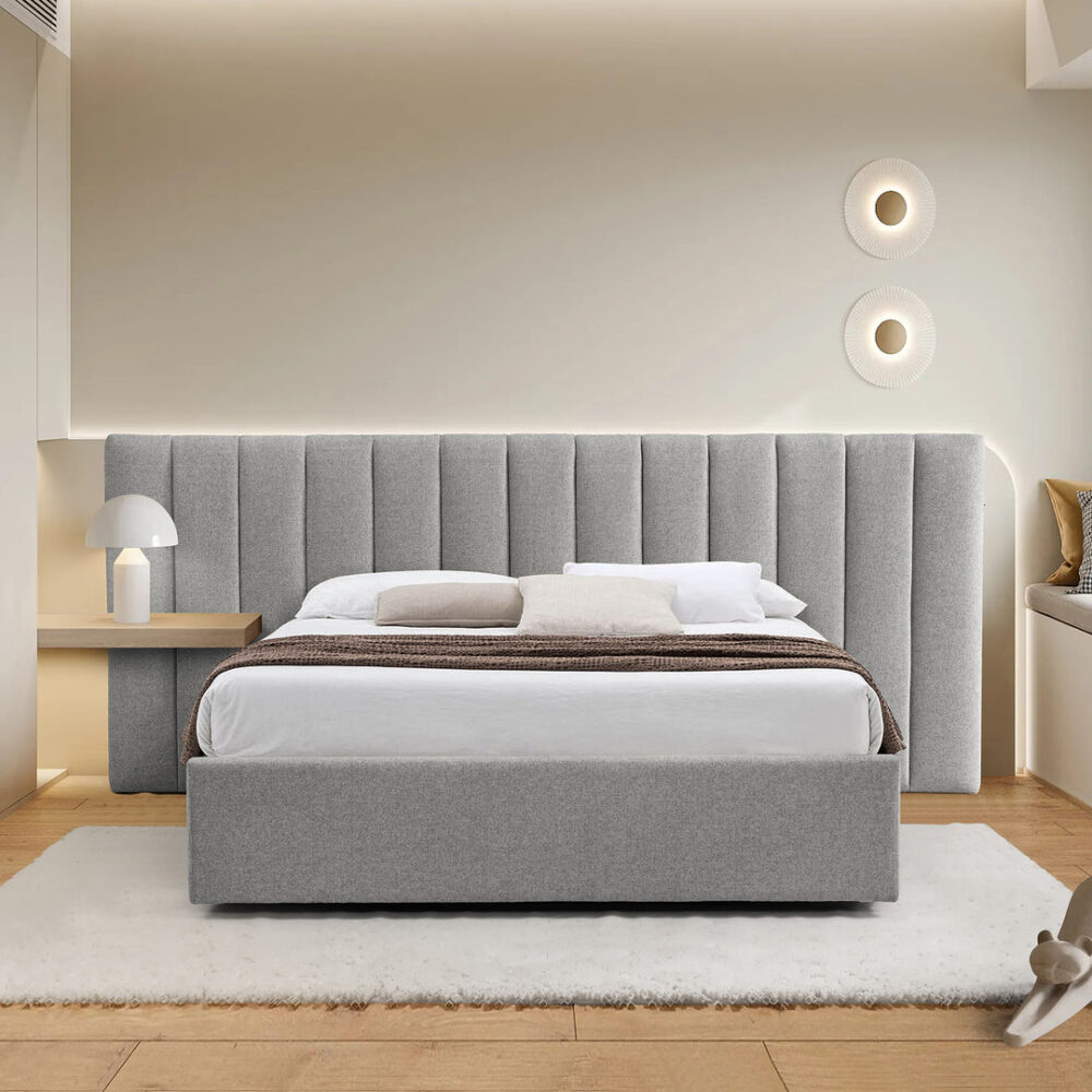 Ralph Wide Base Queen Bed Frame - Spec Grey with Storage - Image 6