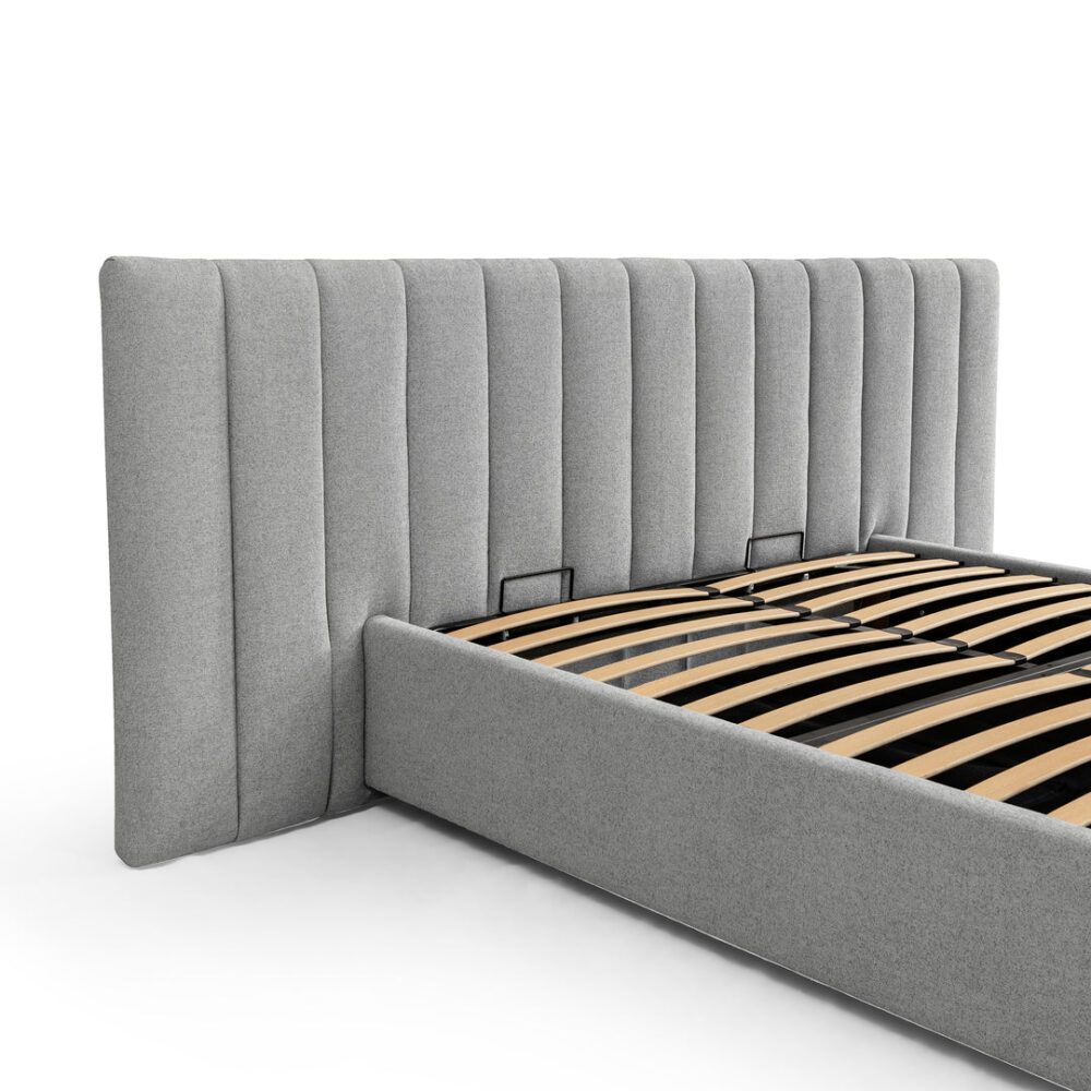 Ralph Wide Base Queen Bed Frame - Spec Grey with Storage - Image 7