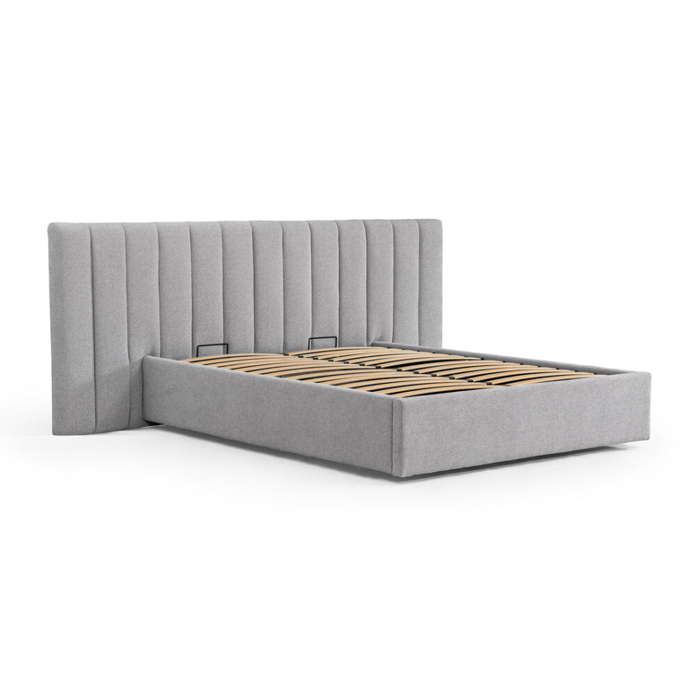 Ralph Wide Base Queen Bed Frame - Spec Grey with Storage - Image 2