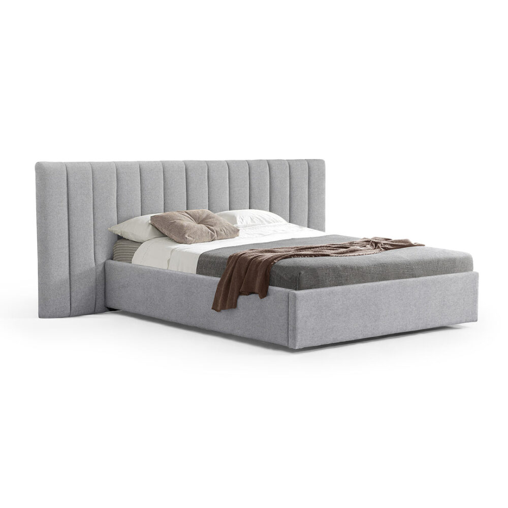 Ralph Wide Base Queen Bed Frame - Spec Grey with Storage