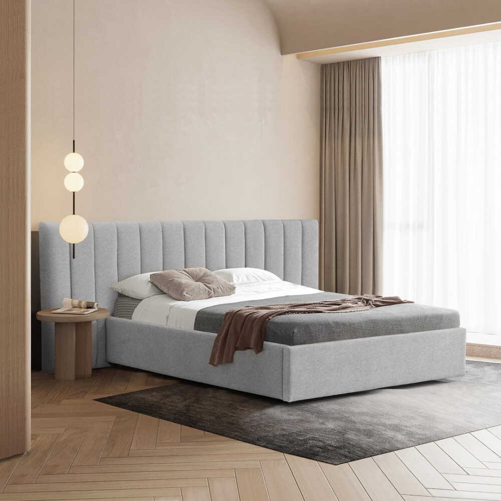 Ralph Wide Base Queen Bed Frame - Spec Grey with Storage - Image 5
