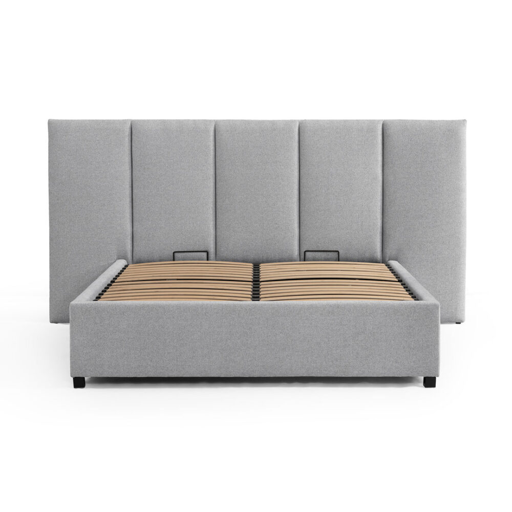 Amado Queen Sized Bed Frame - Spec Grey with Storage - Image 5