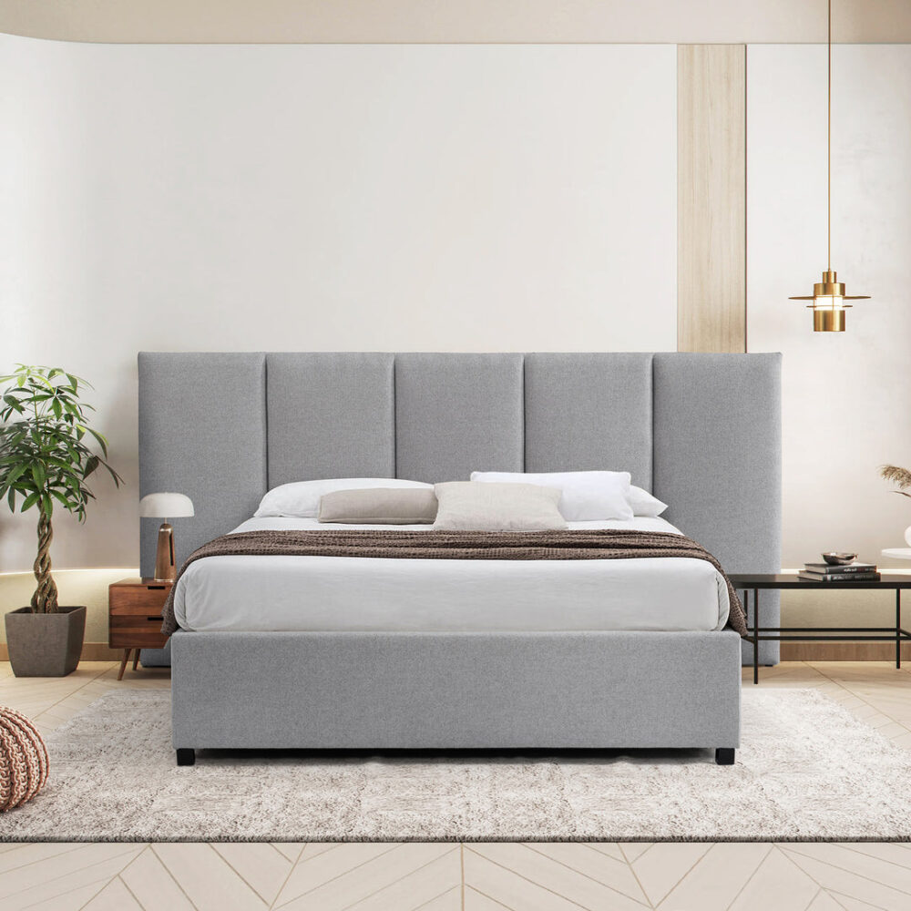 Amado Queen Sized Bed Frame - Spec Grey with Storage - Image 6